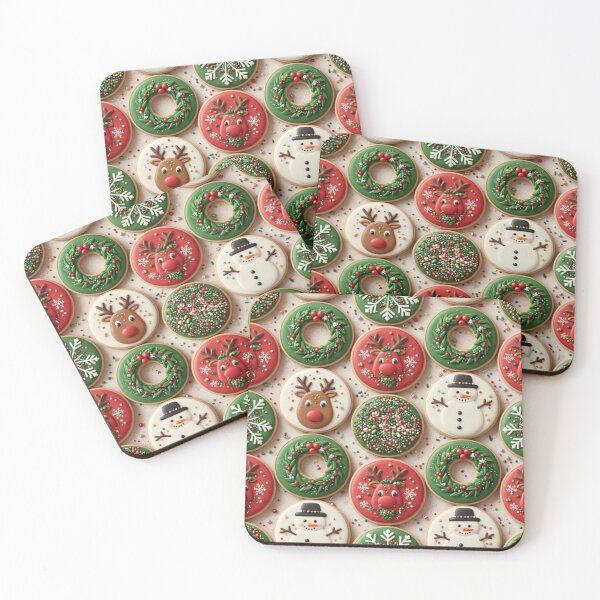 Item preview, Decorated Christmas Cookie Pattern with Festive Icons designed and sold by Fabricbella.