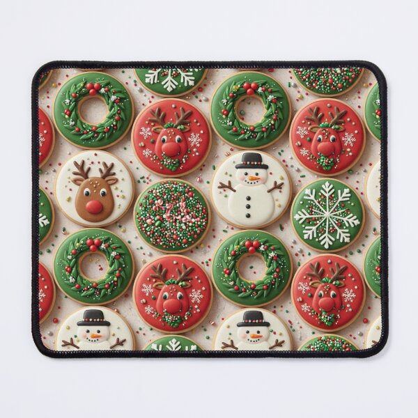 Item preview, Decorated Christmas Cookie Pattern with Festive Icons designed and sold by Fabricbella.