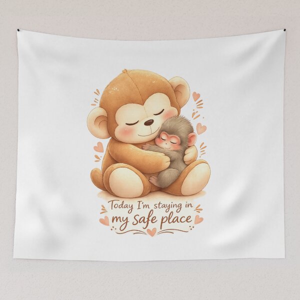 Item preview, Safe Haven – Cute Monkey Punch Hug in Pastel Style designed and sold by HeyHas.
