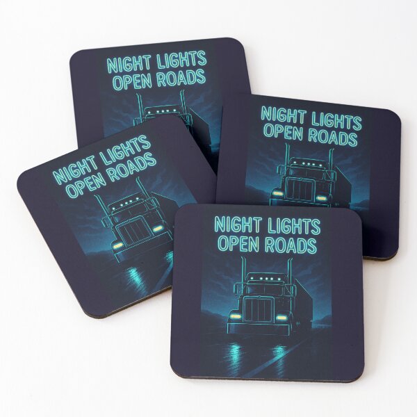 Item preview, Night Lights, Open Roads  Neon Highway Truck Poster designed and sold by mbmstores.