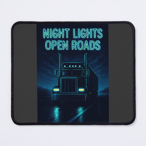 Item preview, Night Lights, Open Roads  Neon Highway Truck Poster designed and sold by mbmstores.