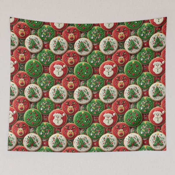 Item preview, Festive Christmas Cookie Pattern with Holiday Characters designed and sold by Fabricbella.