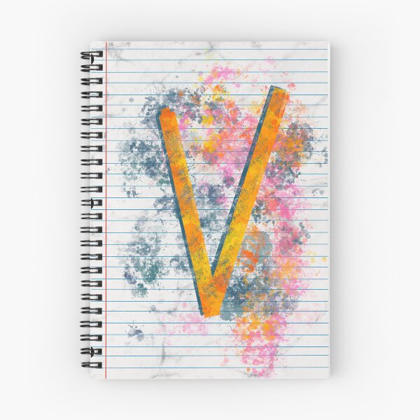 Item preview, Abstract Letter V Splatter - Energetic Notebook Initial Art designed and sold by TheArtOfTreble.