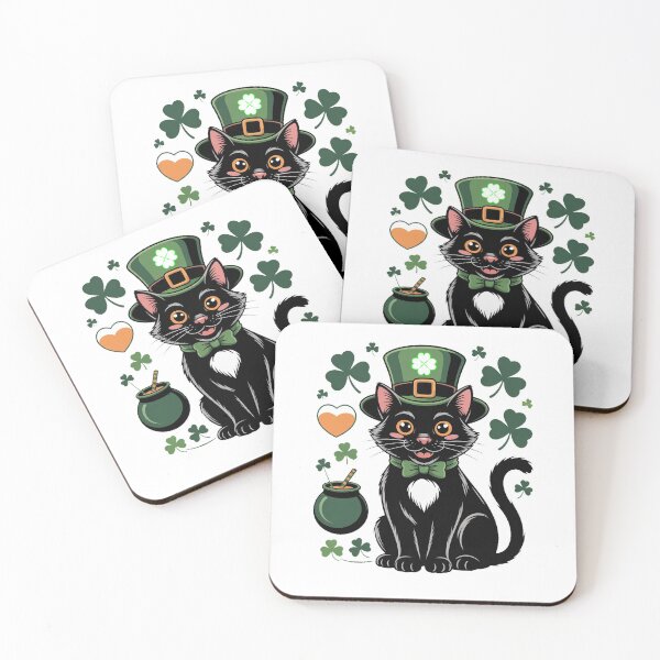 Item preview, Cute Irish Black Cat St Patrick’s Day designed and sold by QuiteOrbit.