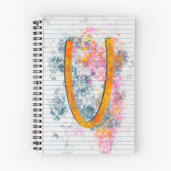 Aperçu de l'œuvre Lettre U abstraite éclaboussée - Illustration originale et vibrante pour cahier créée et vendue par TheArtOfTreble.