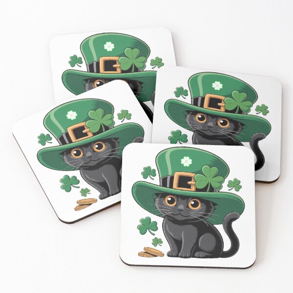 Item preview, Lucky Clover Black Cat Holiday Graphic designed and sold by QuiteOrbit.