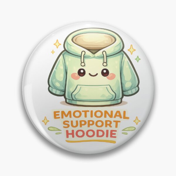 Aperçu de l'œuvre Sweat à capuche de soutien émotionnel avec autocollant Kawaii (Ami à capuche mignon et confortable) créée et vendue par jgvisualarts.