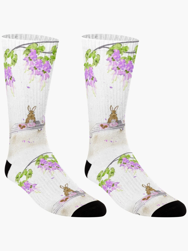 Thumbnail 3 of 5, Socks, Easter - Rabbit and Tea designed and sold by TheColorBliss.