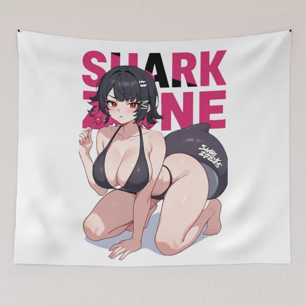 Item preview, Candy Bite – Neon Street Shark Girl Dark Kawaii Pinup designed and sold by Jimakmo.