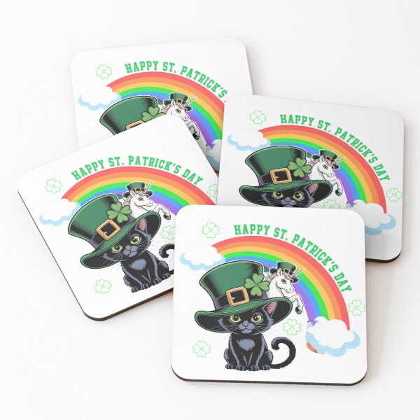 Item preview, Lucky Clover Rainbow Black Cat designed and sold by QuiteOrbit.