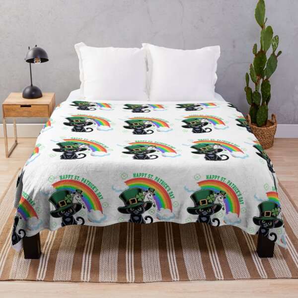 Item preview, Lucky Clover Rainbow Black Cat designed and sold by QuiteOrbit.