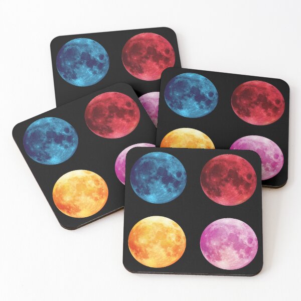 Item preview, Four Moons Collection Blue Blood Harvest Pink Moon Art designed and sold by Crystal Moon.