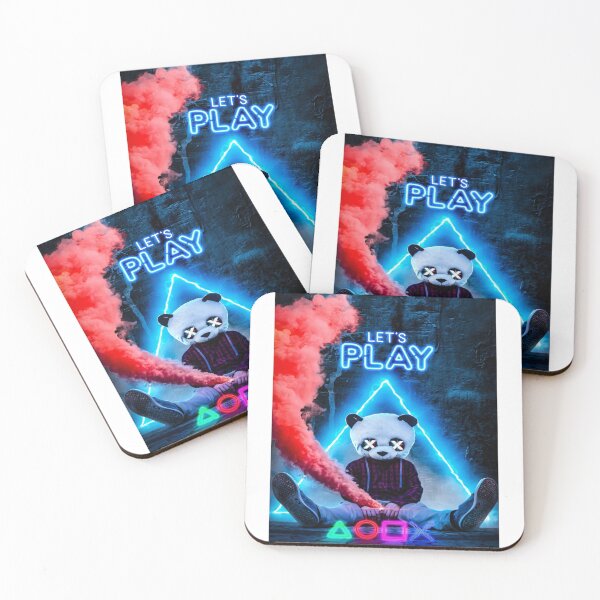 Item preview, "Let's Play" Neon Panda Gamer Design - Cyberpunk PlayStation Style designed and sold by Hipatye26.