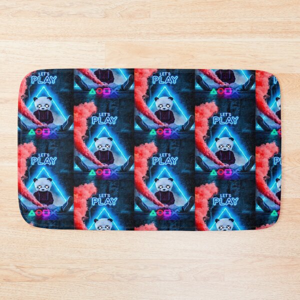 Item preview, "Let's Play" Neon Panda Gamer Design - Cyberpunk PlayStation Style designed and sold by Hipatye26.
