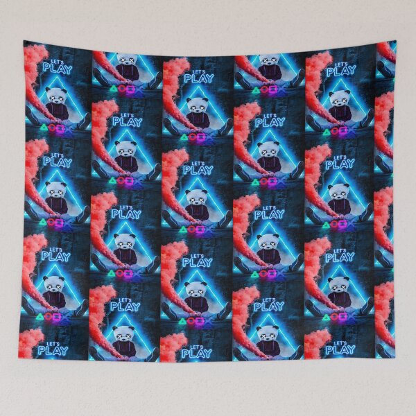 Item preview, "Let's Play" Neon Panda Gamer Design - Cyberpunk PlayStation Style designed and sold by Hipatye26.