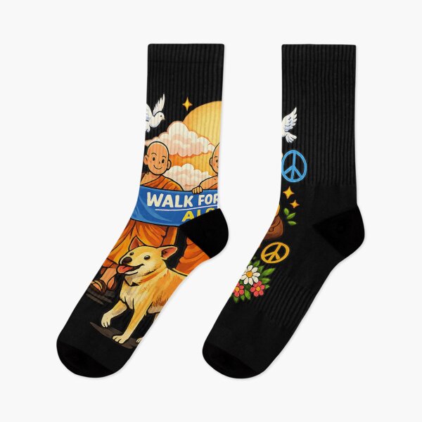Item preview, Walk for Peace Monks with Aloka Dog  designed and sold by CristHuds.