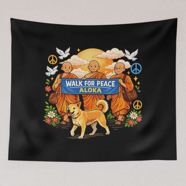 Item preview, Walk for Peace Monks with Aloka Dog  designed and sold by CristHuds.