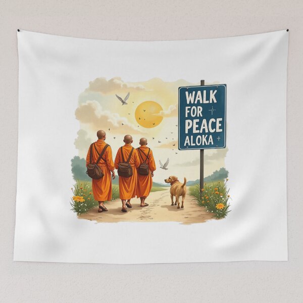 Item preview, Walk for Peace Monks with Aloka Dog  designed and sold by CristHuds.