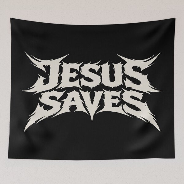 Item preview, Jesus Saves Heavy Metal Text Design designed and sold by Eh Plus Designs.