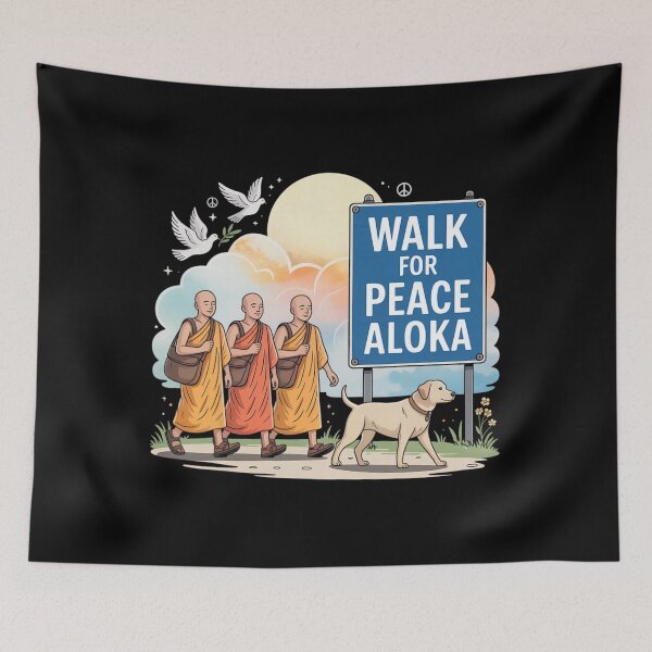 Item preview, Walk for Peace Monks with Aloka Dog designed and sold by CristHuds.
