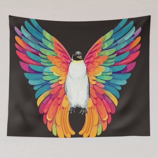 Item preview, Believe in Magic - Flying Penguin with Colorful Feathers designed and sold by Mini Pixel Perfect Co..
