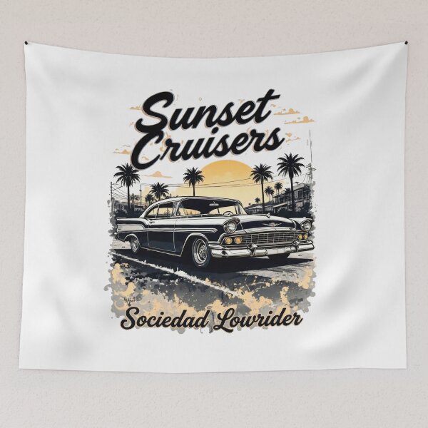 Item preview, Sunset Cruisers Lowrider Society – Classic Chicano Car Club Script Design designed and sold by Mahilis.