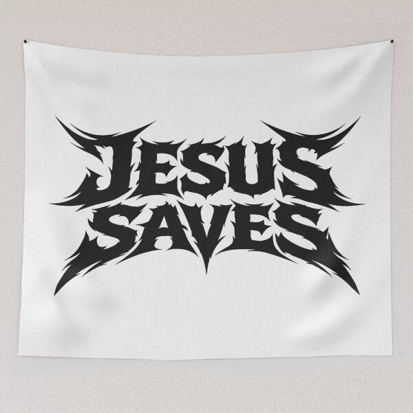 Item preview, Jesus Saves Heavy Metal Text Design designed and sold by Eh Plus Designs.