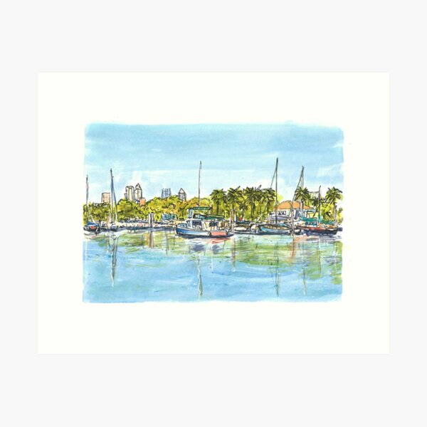 Item preview, Davis Island Marina with Tampa Skyline designed and sold by lllgallery.