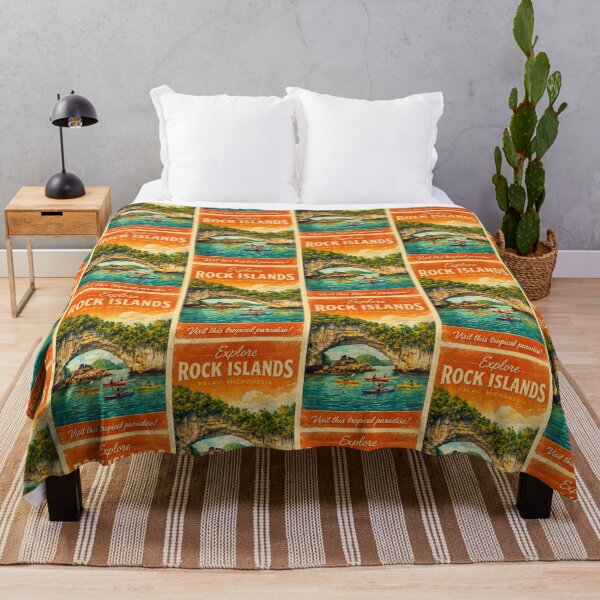 Item preview, Palau Micronesia Rock Islands Vintage Travel Tourism Art designed and sold by TravelersGems.