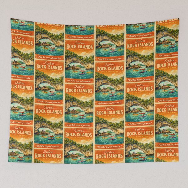 Item preview, Palau Micronesia Rock Islands Vintage Travel Tourism Art designed and sold by TravelersGems.