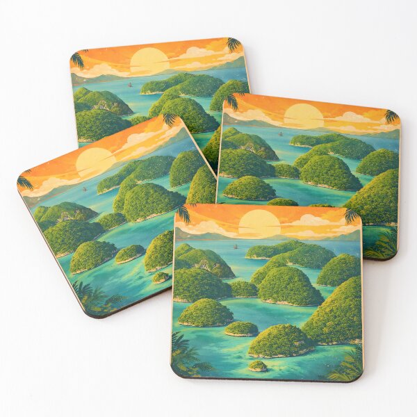 Item preview, Visit Palau Micronesia Rock Islands Vintage Travel Tourism Art designed and sold by TravelersGems.