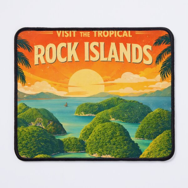 Item preview, Visit Palau Micronesia Rock Islands Vintage Travel Tourism Art designed and sold by TravelersGems.