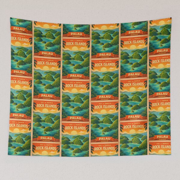 Item preview, Visit Palau Micronesia Rock Islands Vintage Travel Tourism Art designed and sold by TravelersGems.