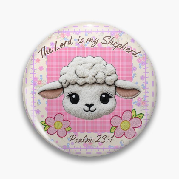 Item preview, The Lord is my Shepherd, Psalm 23 1, Spring  Floral Patchwork, Cute Sheep, Pink and Purple  designed and sold by Forevermore.