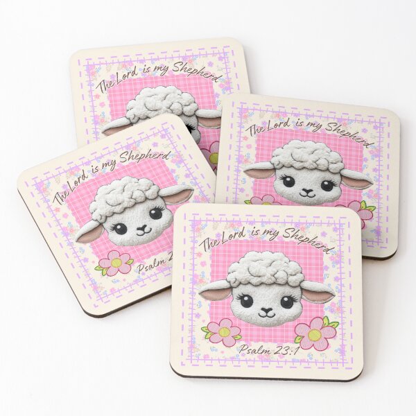 Item preview, The Lord is my Shepherd, Psalm 23 1, Spring  Floral Patchwork, Cute Sheep, Pink and Purple  designed and sold by Forevermore.