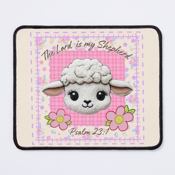 Item preview, The Lord is my Shepherd, Psalm 23 1, Spring Floral Patchwork, Cute Sheep, Pink and Purple designed and sold by Forevermore.