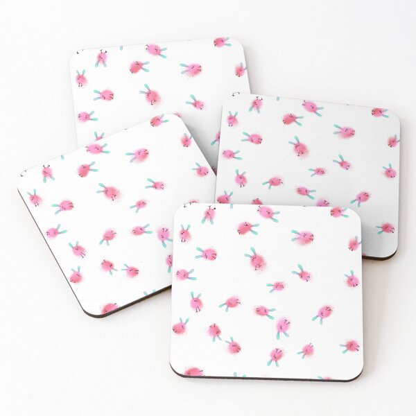 Item preview, Cute Pink Dust Bunny Pattern - Kawaii Fluffy Critter Illustration designed and sold by TheArtOfTreble.