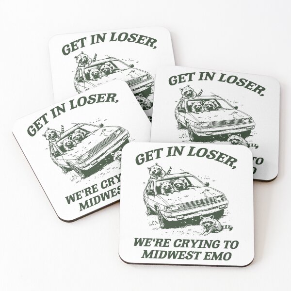 Item preview, Retro Get In Loser, We're Crying to Midwest Emo, 90's Nostalgia, Raccoon Meme designed and sold by borenclolahroy.