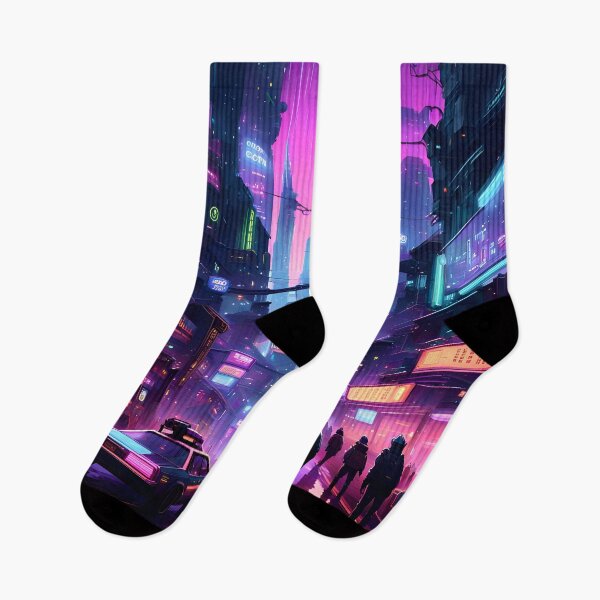 Item preview, Midnight City Cyberpunk Synthwave Neon Futuristic Streetscape designed and sold by RelinCreates.
