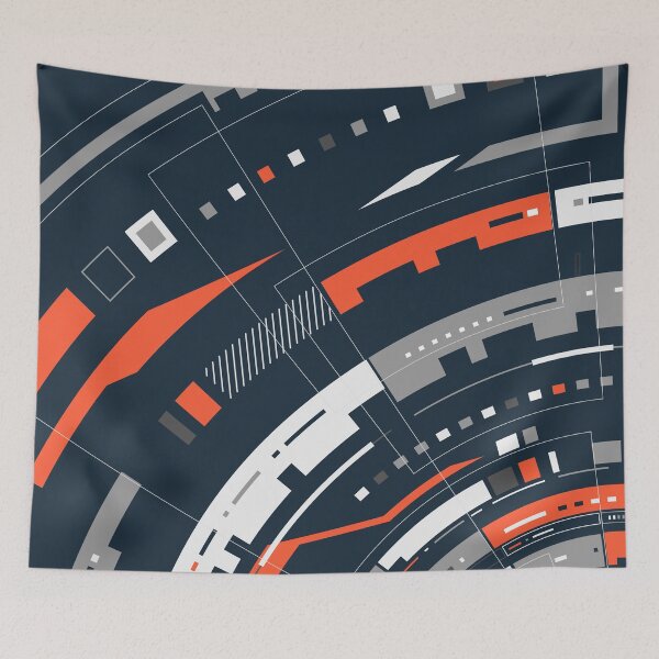 Item preview, concept of digital transformation or cyberspace, graphic of black orange futuristic circles designed and sold by NiamLab.