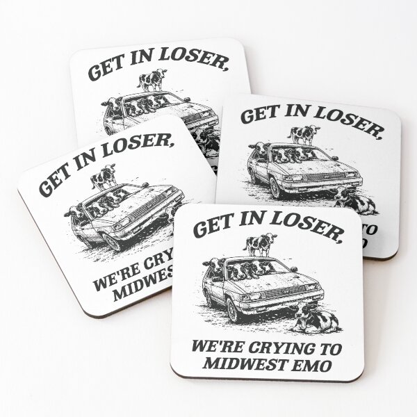 Item preview, Get In Loser We're Crying to Midwest Emo, Funny 90's Retro Nostalgia Cow Meme designed and sold by borenclolahroy.