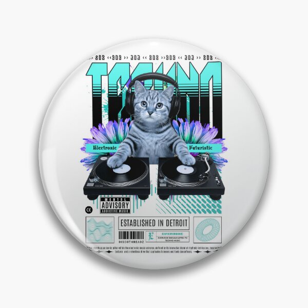 Item preview, TECHNO  - Feline The Techno (black) designed and sold by Discothreadz.