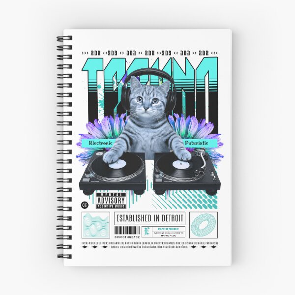 Item preview, TECHNO  - Feline The Techno (black) designed and sold by Discothreadz.