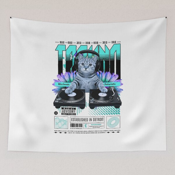 Item preview, TECHNO  - Feline The Techno (black) designed and sold by Discothreadz.