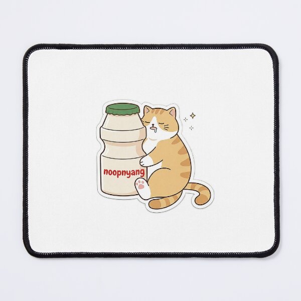 Item preview, Cute Chubby Cat Hugging a Giant Yogurt Bottle Kawaii Vector designed and sold by NoopnyangStudio.