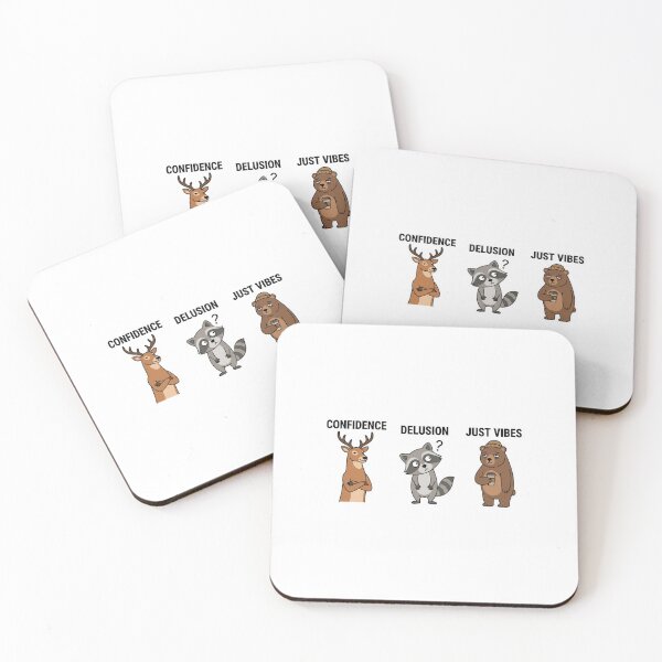 Item preview, Confidence. Delusion. Just Vibes. – Funny Woodland Animal Trio designed and sold by PeachyPrintHub.