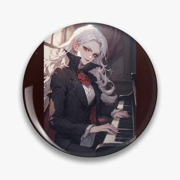 Item preview, Elegant anime vampire playing piano designed and sold by ArtsJulian.