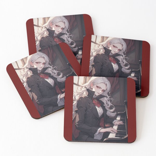 Item preview, Elegant anime vampire playing piano designed and sold by ArtsJulian.