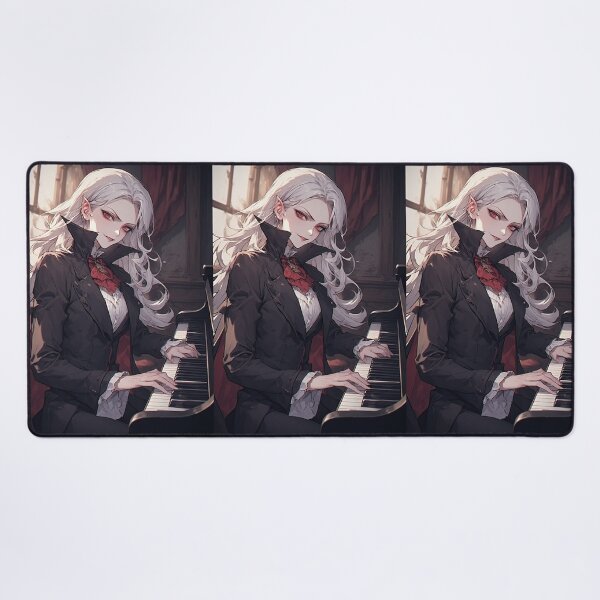 Item preview, Elegant anime vampire playing piano designed and sold by ArtsJulian.