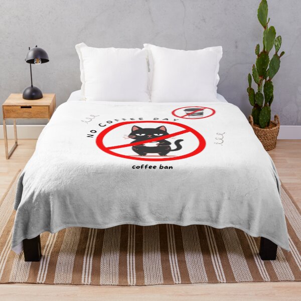 Item preview, No Coffee Day  Grumpy Black Cat Coffee Ban Illustration designed and sold by SushiShop1.
